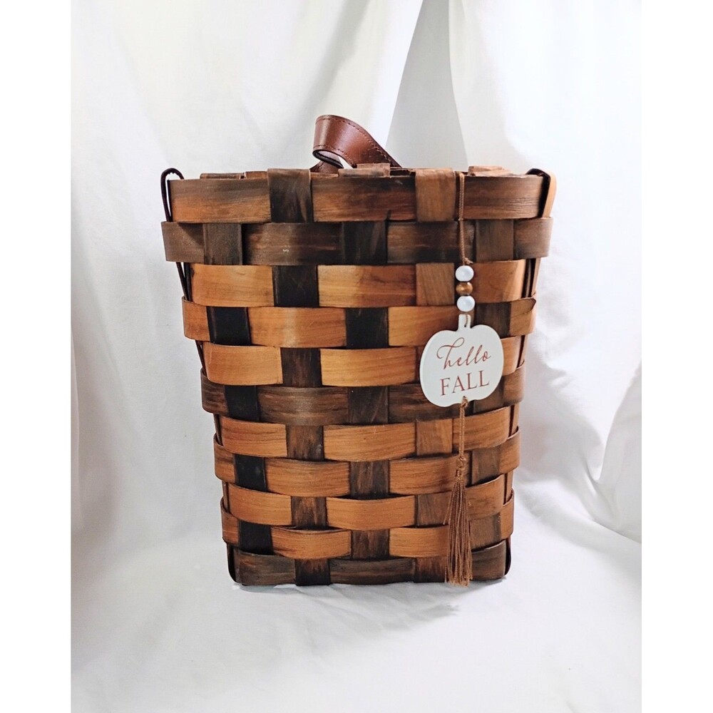 Woven Hanging Wall Basket with Hello Fall Tassel